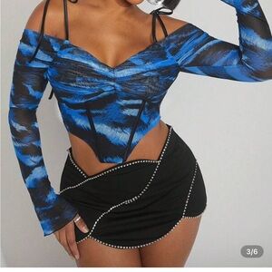 New Black Blue bustier Top with Elegant Design
